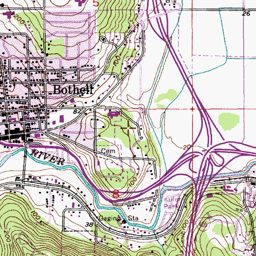 Topographic Map of Cascadia Community College, WA