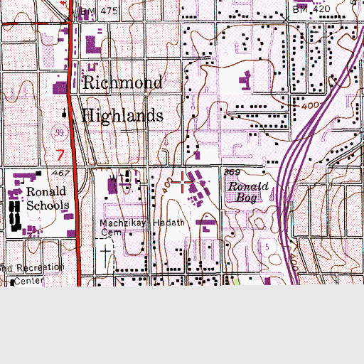 Topographic Map of Cascade K - 8 Community School, WA