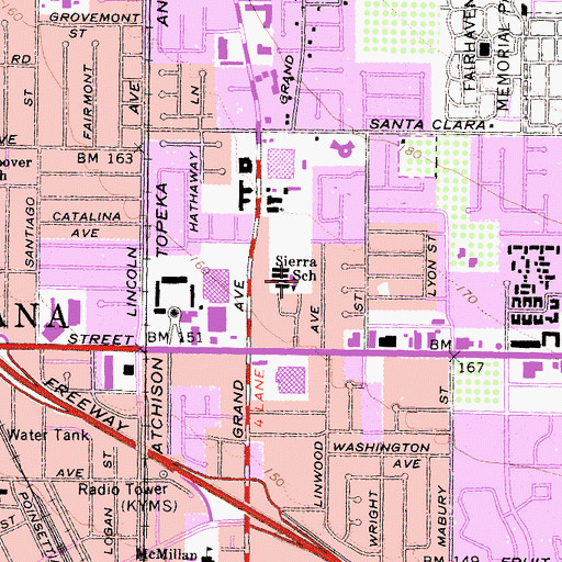 Topographic Map of Sierra Preparatory Academy, CA