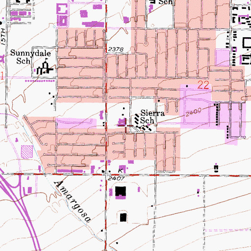 Topographic Map of Sierra Elementary School, CA