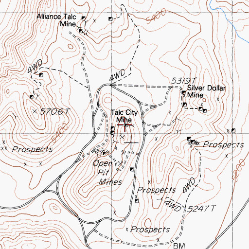 Topographic Map of Sierra Talc Mine, CA