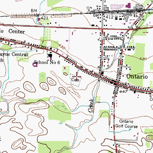 Topographic Map of Ontario Town Cemetery, NY