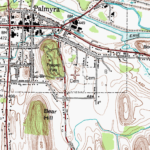 Topographic Map of Palmyra Cemetery, NY