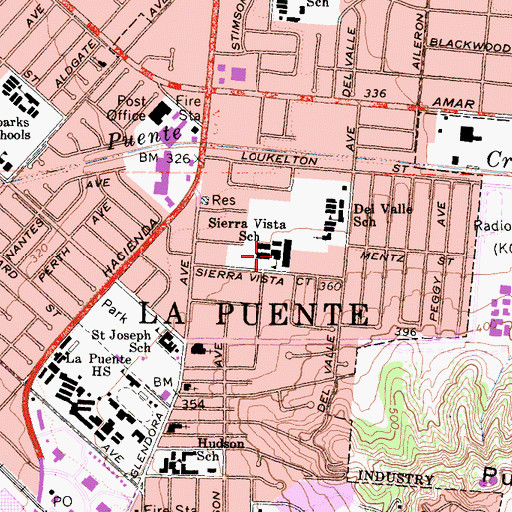 Topographic Map of Sierra Vista Middle School, CA