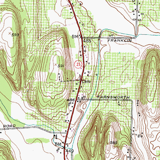 Topographic Map of Sherman Cemetery, NY