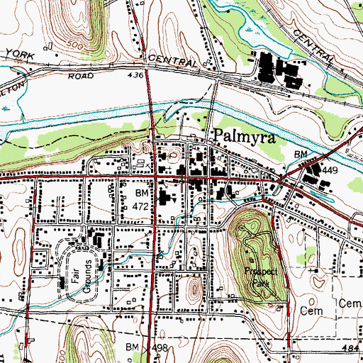 Topographic Map of Palmyra Village Hall, NY