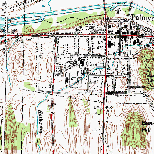 Topographic Map of Palmyra Union Agricultural Society Fair Grounds, NY