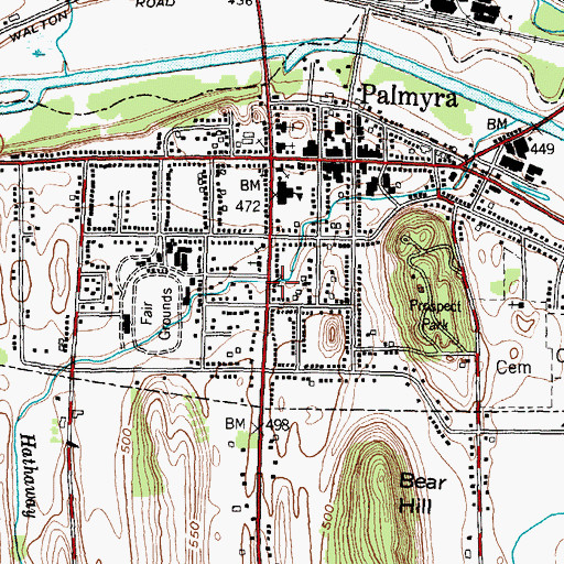 Topographic Map of Palmyra Reformed Church, NY