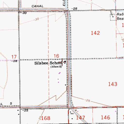 Topographic Map of Silsbee School, CA
