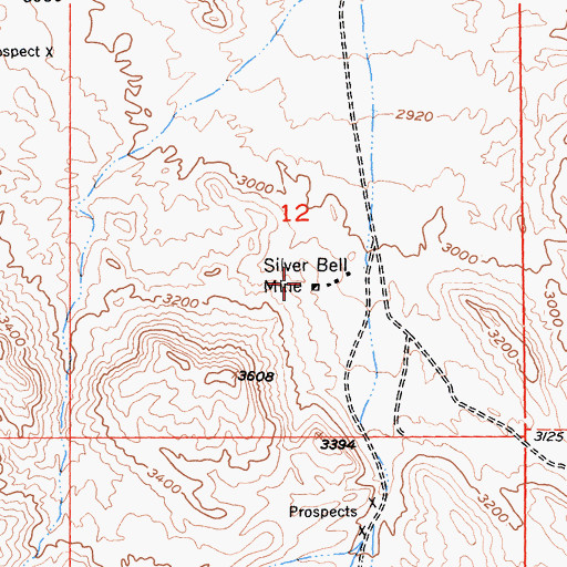 Topographic Map of Silver Bell Mine, CA