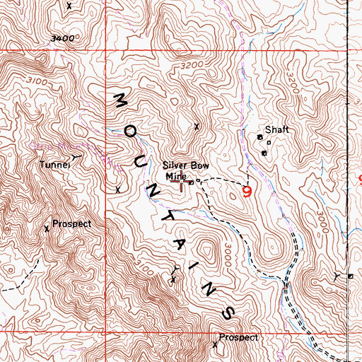 Topographic Map of Silver Bow Mine, CA