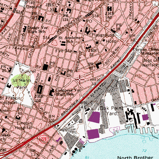 Topographic Map of Ace Theatre (historical), NY