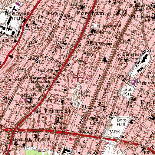 Topographic Map of Avalon Theatre (historical), NY