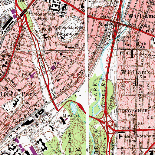 Topographic Map of Bedford Theatre (historical), NY