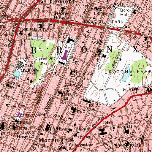 Topographic Map of Benenson Theatre (historical), NY