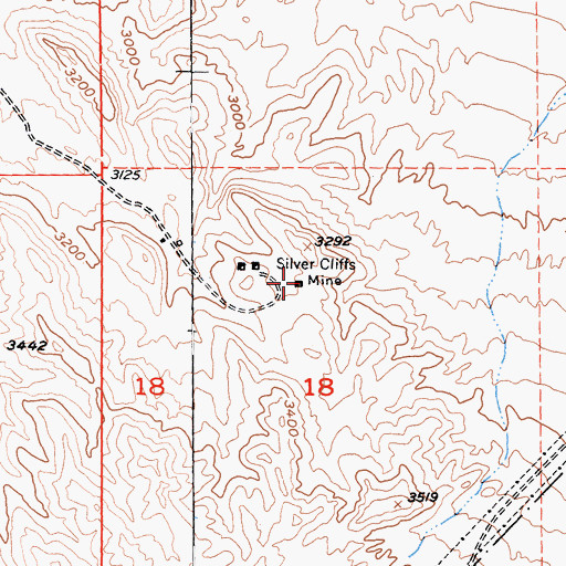 Topographic Map of Silver Cliffs Mine, CA