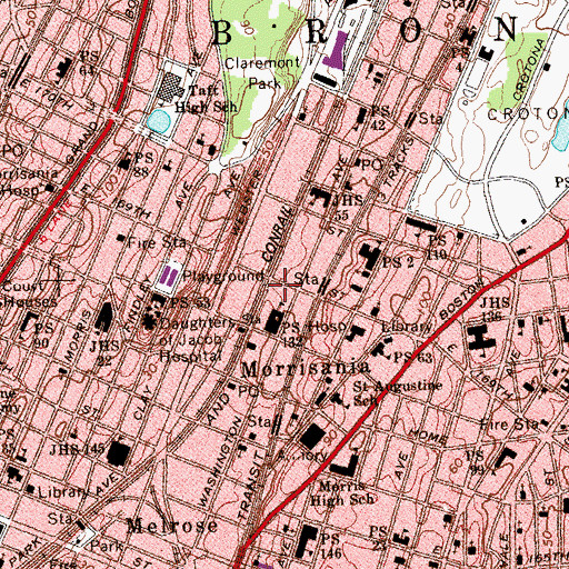 Topographic Map of Blenheim Theatre (historical), NY
