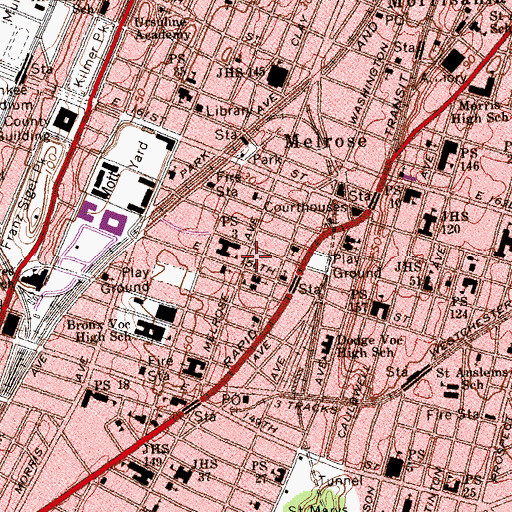 Topographic Map of Boro Theatre (historical), NY