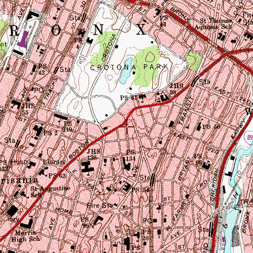 Topographic Map of Boston Road Theatre (historical), NY