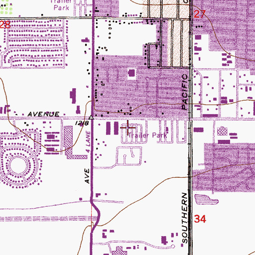 Topographic Map of Mesa Travelodge Mobile Home Park, AZ