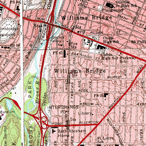 Topographic Map of Burke Theatre (historical), NY