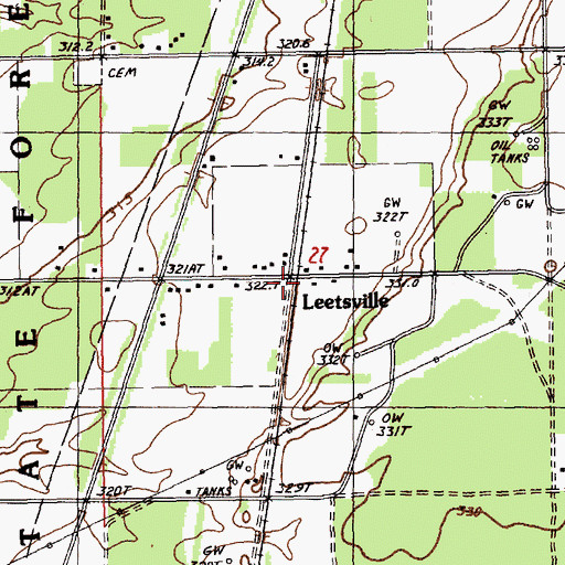 Topographic Map of Leetsville Post Office (historical), MI