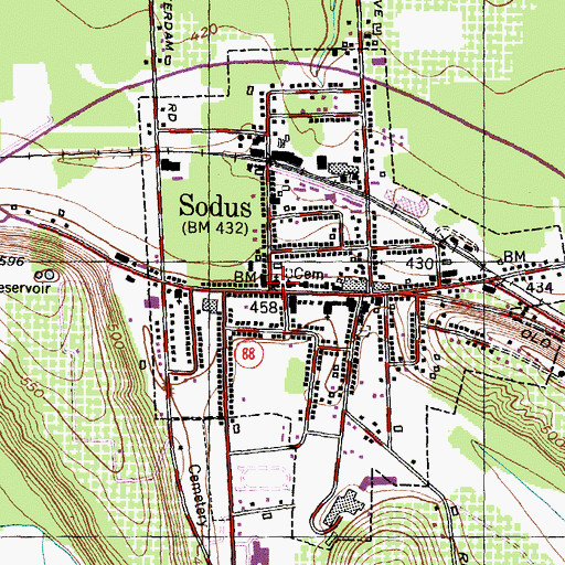 Topographic Map of Sodus United Methodist Church, NY
