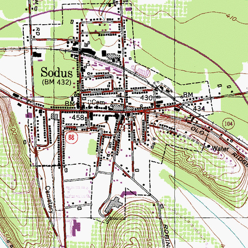 Topographic Map of Old Mill Street Cemetery, NY