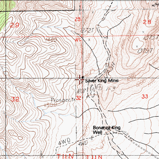 Topographic Map of Silver King Mine, CA
