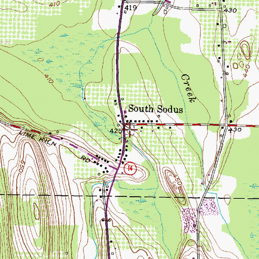 Topographic Map of South Sodus Cemetery, NY