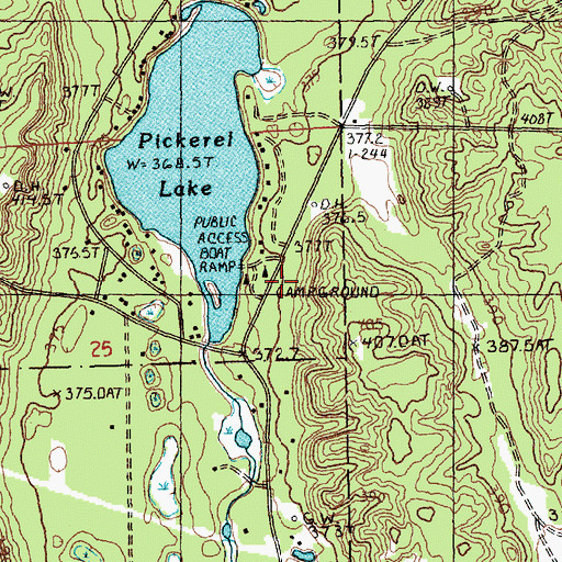 Topographic Map of Pickerel Lake (Kalkaska) State Forest Campground, MI