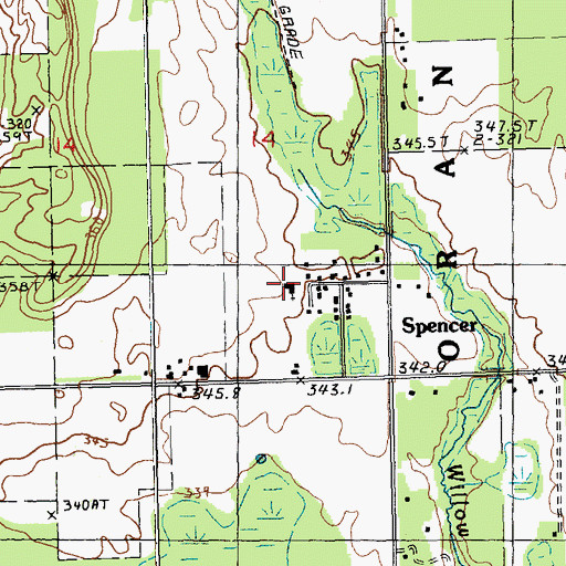 Topographic Map of Spencer Church of Christ, MI