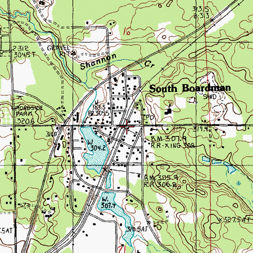Topographic Map of South Boardman Station, MI