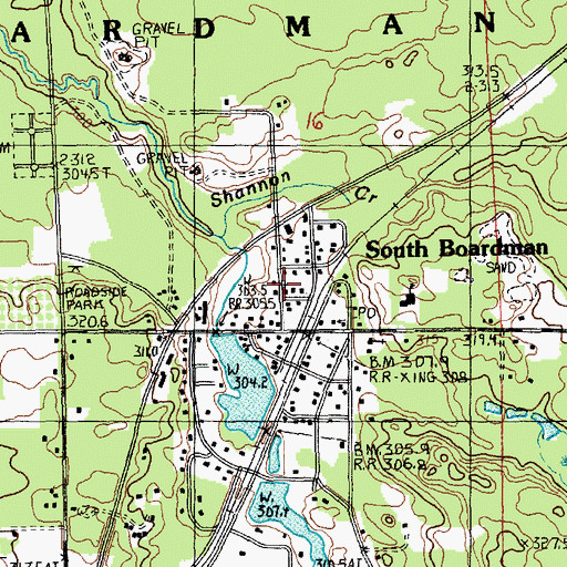 Topographic Map of South Boardman United Methodist Church, MI