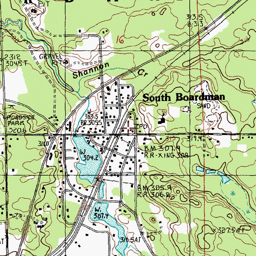 Topographic Map of South Boardman Post Office, MI