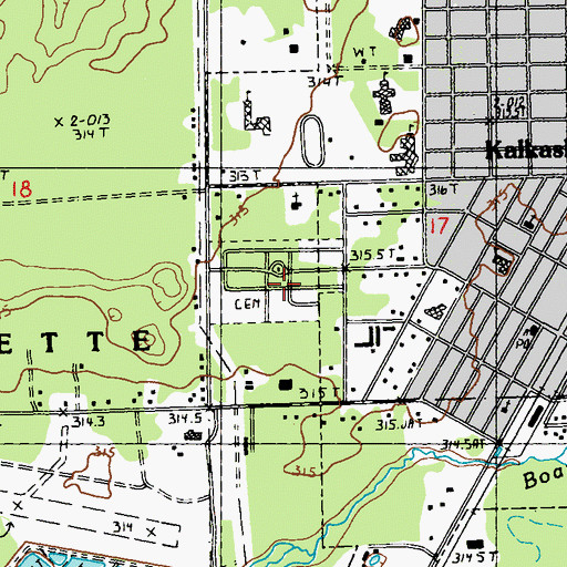 Topographic Map of Evergreen Cemetery, MI