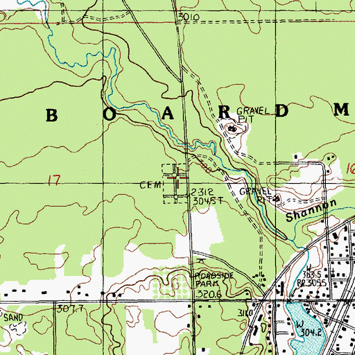 Topographic Map of South Boardman Cemetery, MI