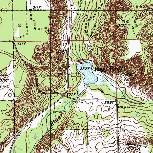Topographic Map of Rugg Pond Dam Historical Marker, MI