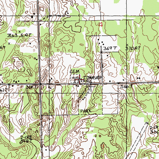 Topographic Map of Garfield Township Hall, MI