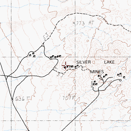 Topographic Map of Silver Lake Mine, CA