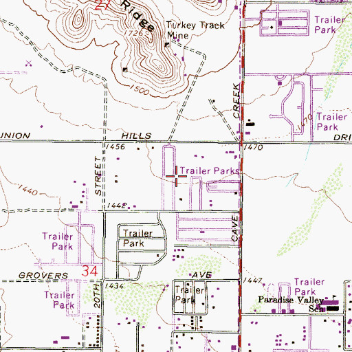 Topographic Map of Michigan Palms Mobile Home Park, AZ