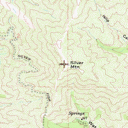 Topographic Map of Silver Mountain, CA
