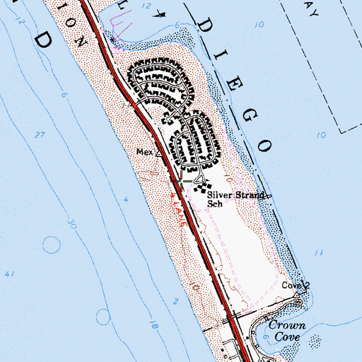 Topographic Map of Silver Strand School, CA