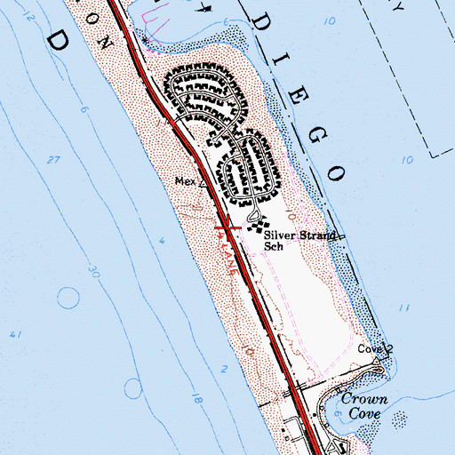 Topographic Map of Silver Strand Elementary School, CA
