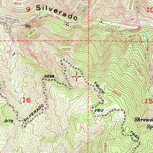 Topographic Map of Silverado Truck Trail, CA
