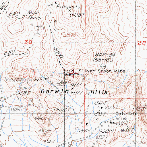 Topographic Map of Silverspoon Mine, CA