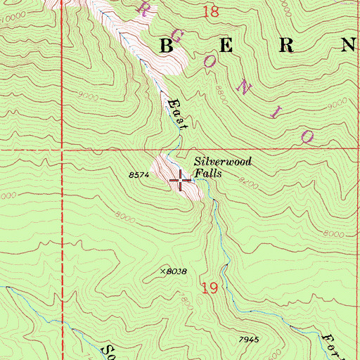 Topographic Map of Silverwood Falls, CA