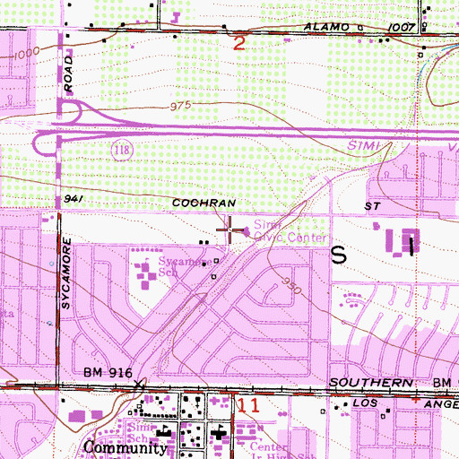 Topographic Map of Simi Civic Center, CA