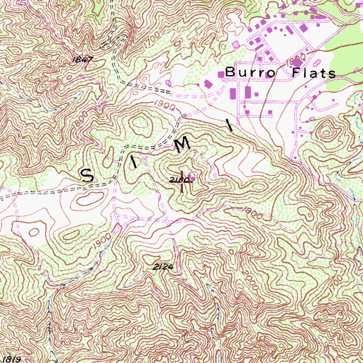Topographic Map of Simi Hills, CA