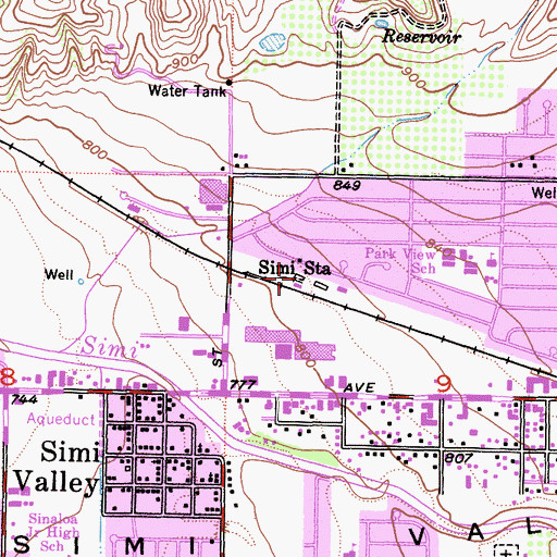 Topographic Map of Simi Station, CA